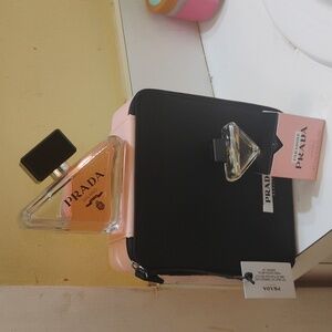 Prada Dual-Tone Black and Pink Cosmetic Case With 3FL. ZO. Prada Paradoxe & Mini